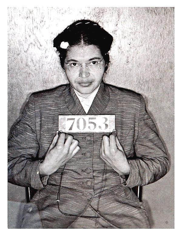 Rosa Parks’ booking photo upon her arrest on December 1, 1955 for refusing to give up her seat for a white passenger on a crowded Montgomery bus. (Public Domain)
