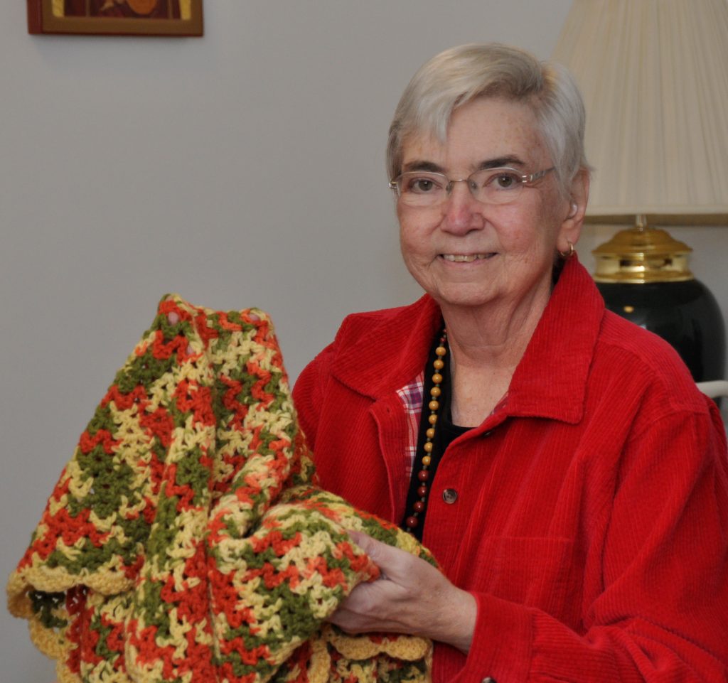 Photo 1 Sr Mary Ann Walsh with prayer shawl