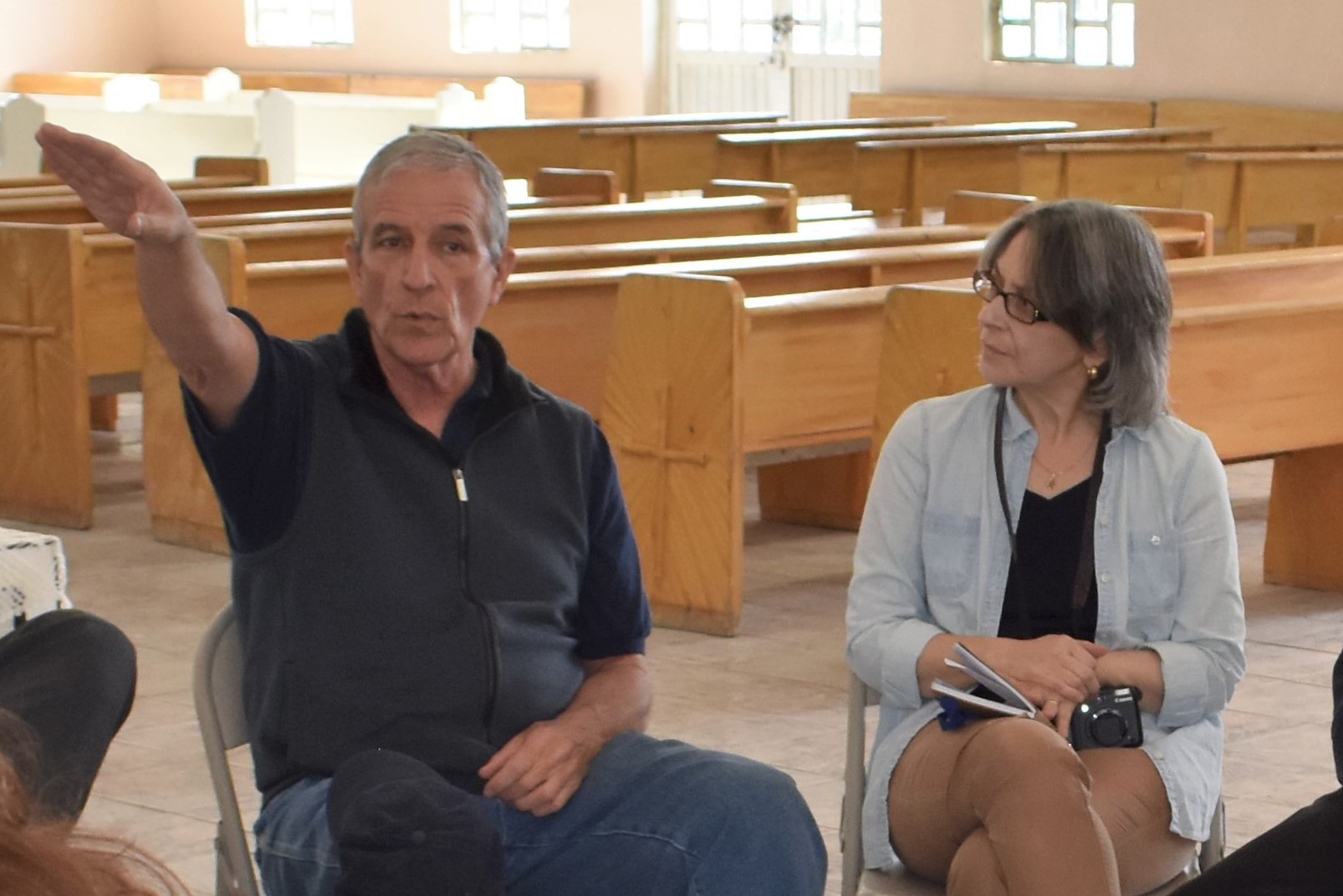 Clara Lombardi with Columban Father Bill Morton, a parish priest at Corpus Christi Church in Anapra, Mexico.