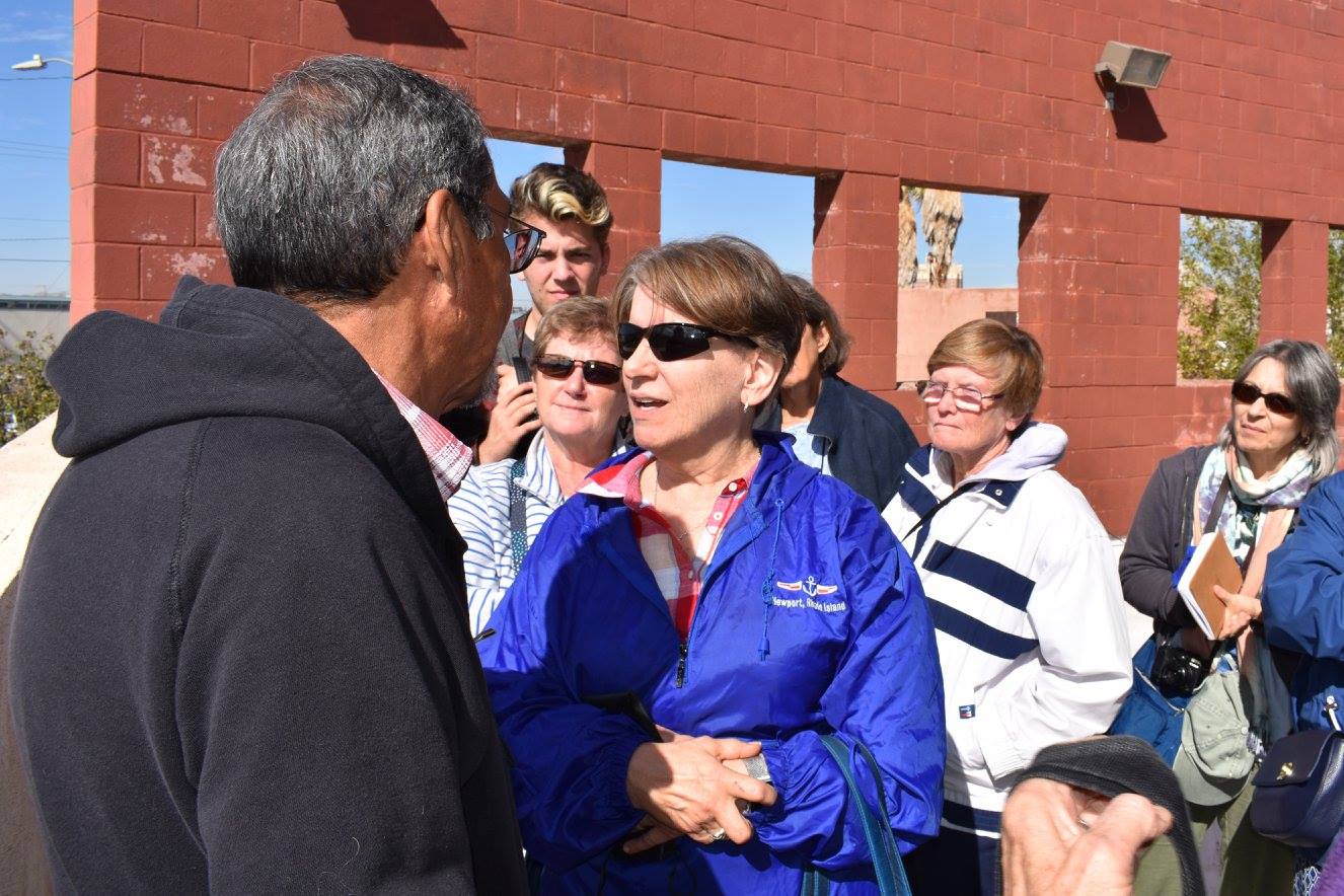 Sister Rita Valade talking with Carlos Marentes, director of Centro de los Trabajadores Agricolas Fronterizos. 