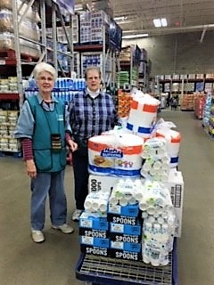 Sister Anne Connolly and Sister Diane Guering picking up supplies for the Respite Center in order to meet the great need.