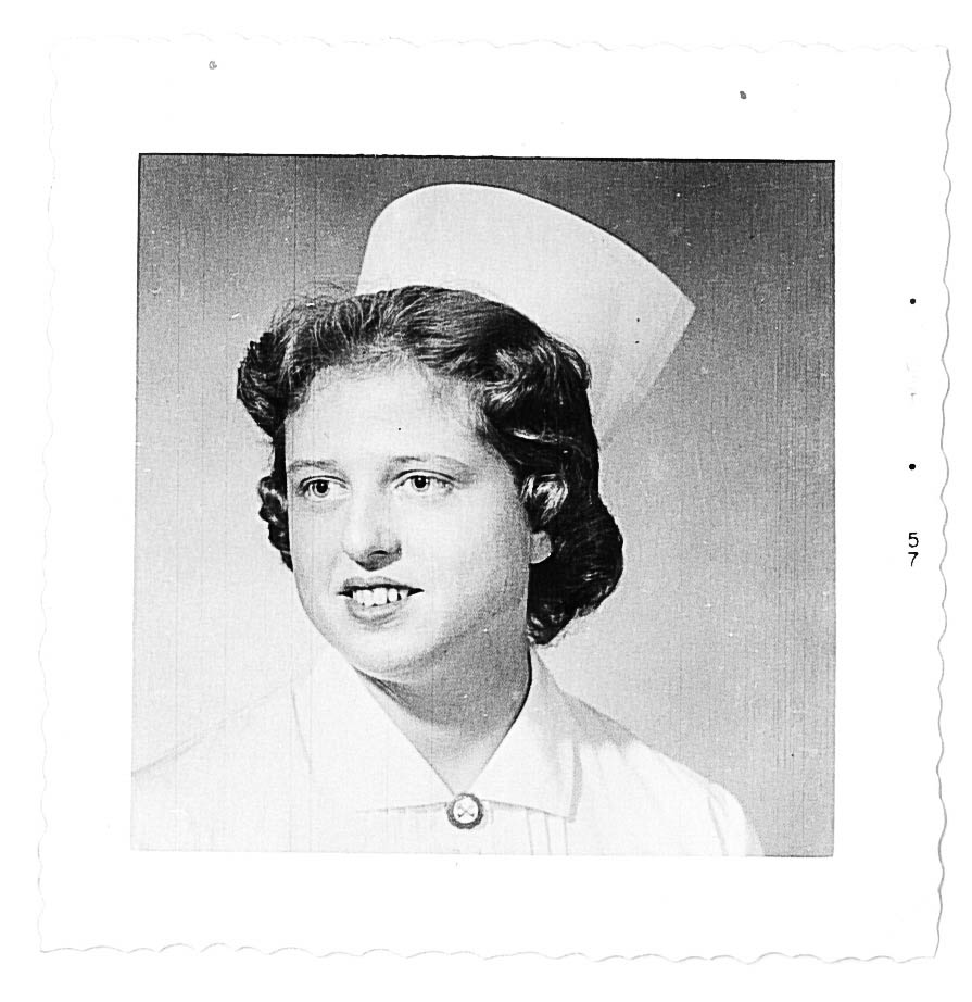 Sister Kay as a new nurse in 1957.