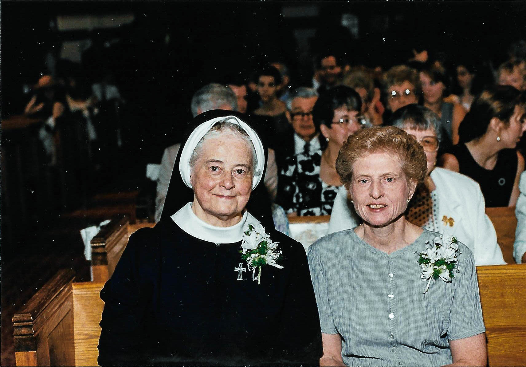 Sisters Mercedes and Kay at a family wedding in 1996. The two remained close until Sister Mercedes’ death in 1997, and Sister Kay says she “felt privileged” to help care for her beloved sister during the last two years of Sister Mercedes’ life.
