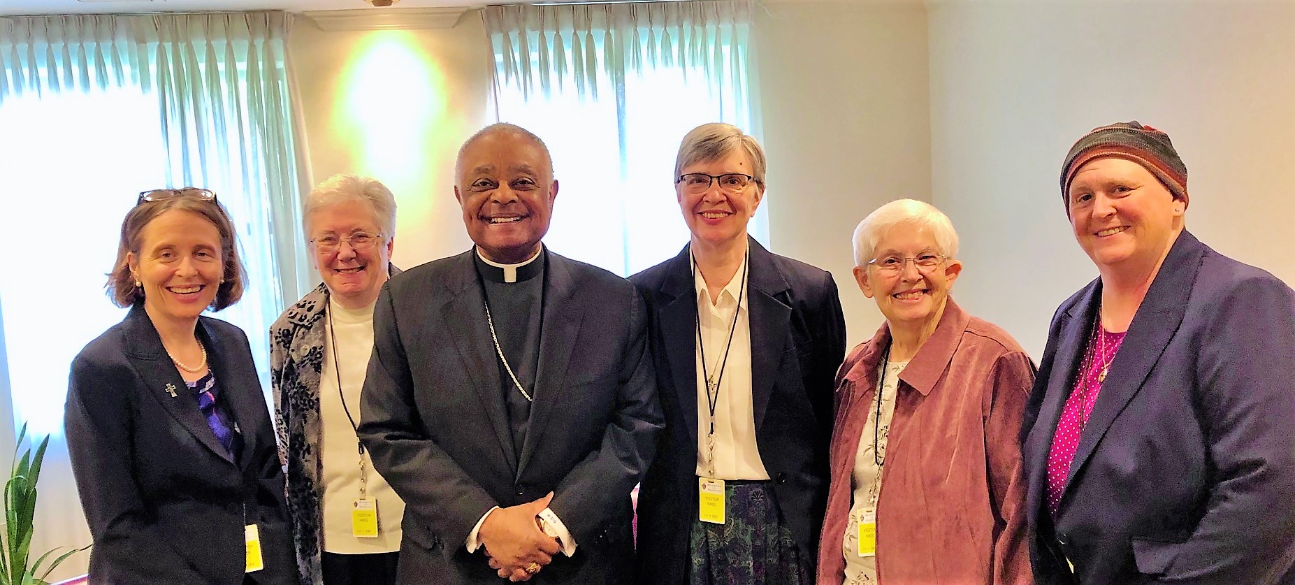 The Institute Leadership Team of the Sisters of Mercy of the Americas with Archbishop Wilton Gregory, the first African-American Cardinal from the United States