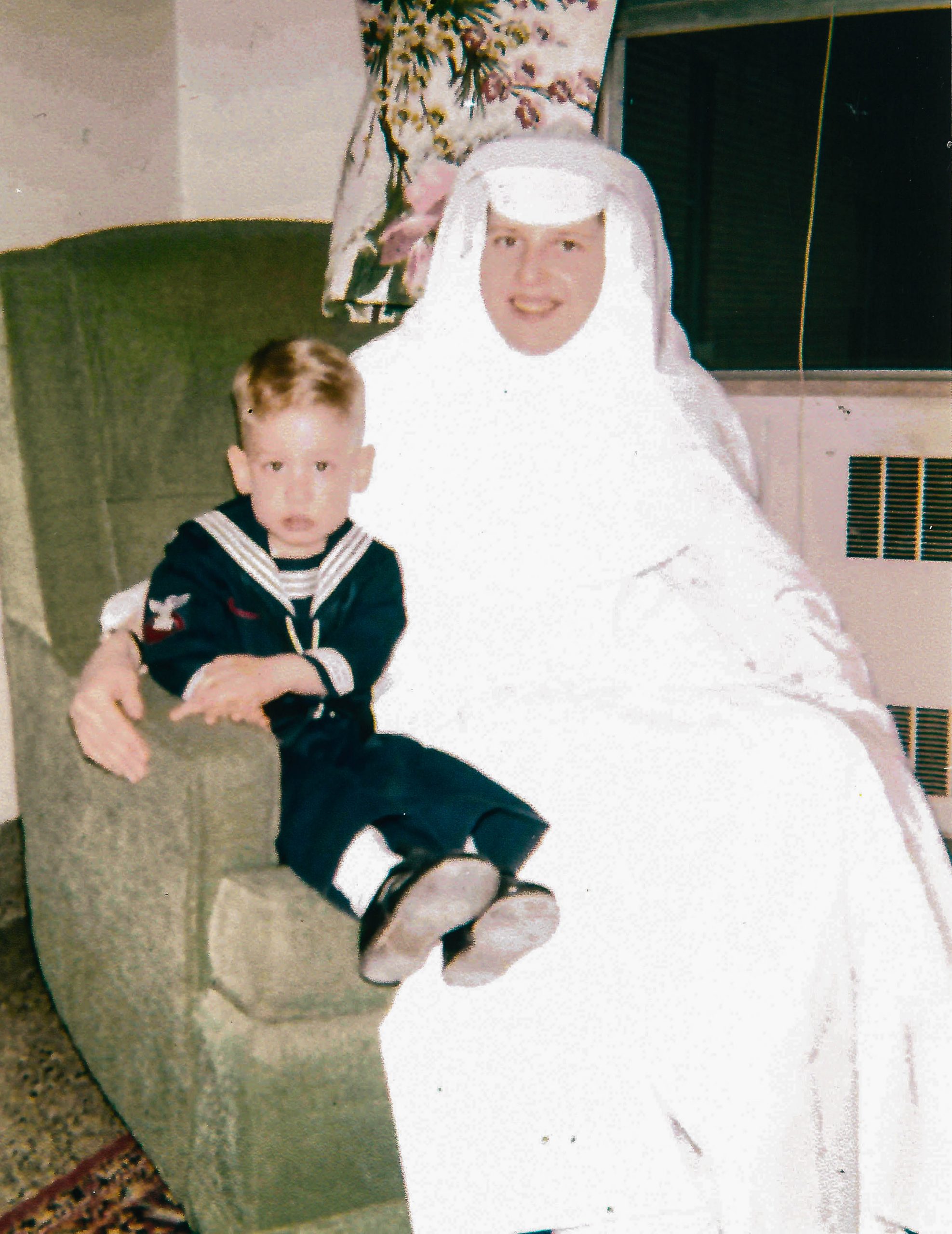 Sister Kay with her nephew Bill Houlihan on Easter in 1961.