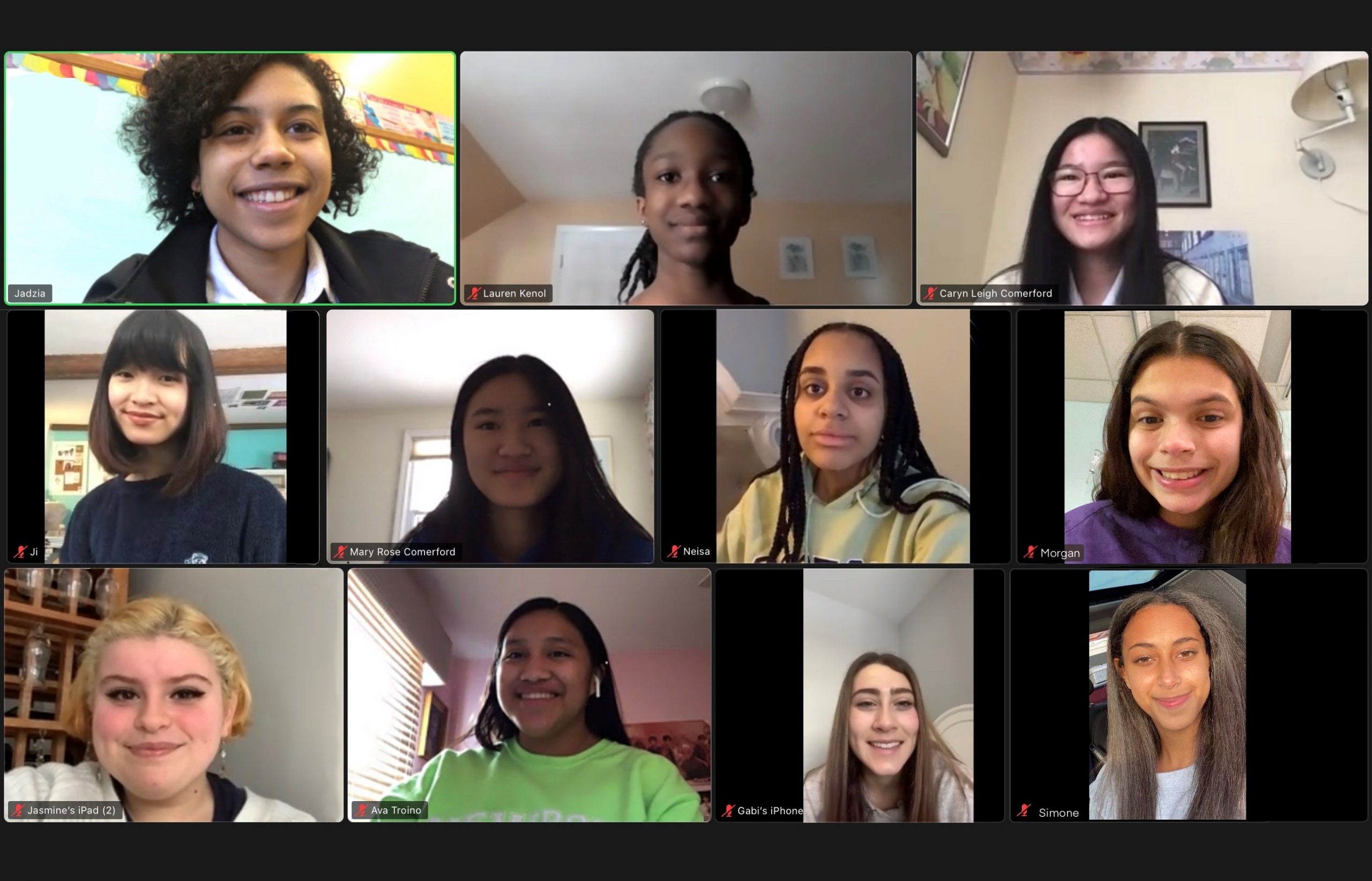 Students from the Inclusive Curriculum Committee pictured gathering on a Zoom call to discuss their plans for the year ahead. 