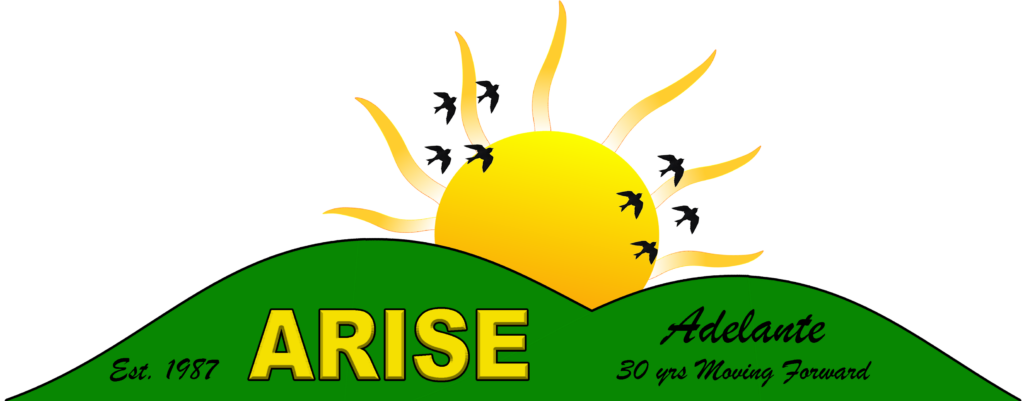 An image of ARISE's logo. ARISE serves immigrants along the U.S. and Mexico border